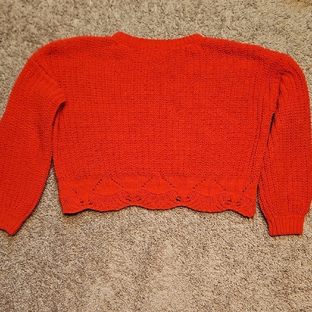 Red Alya Chunky Crop Knit Sweater - Picture 6 of 7